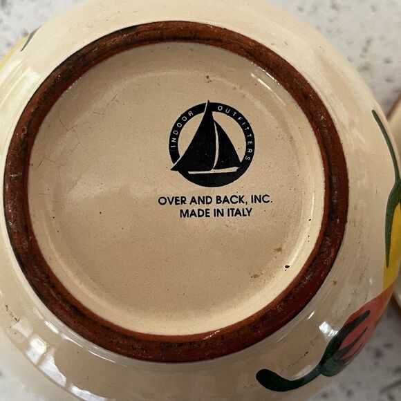 Over and Back Indoor Outfitters Pepper Motif Bowl Made in Italy Glazed Vintage - Picture 4 of 4